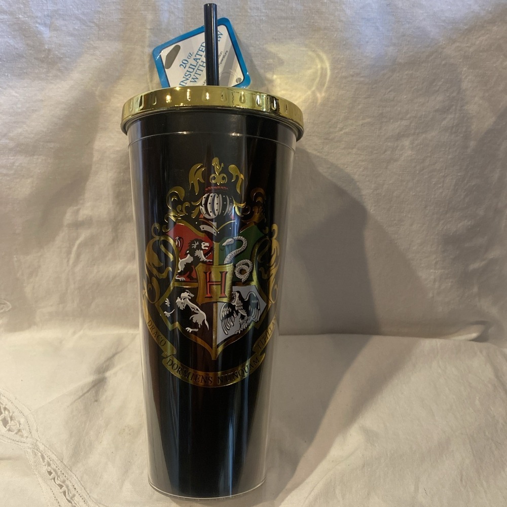 Spoontiques Harry Potter Hogwarts Crest Foil Tumbler with Straw 20 oz 21607